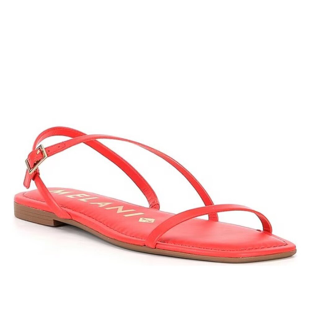 ANTONIO MELANI Coral Red Strappy Flat Sandals